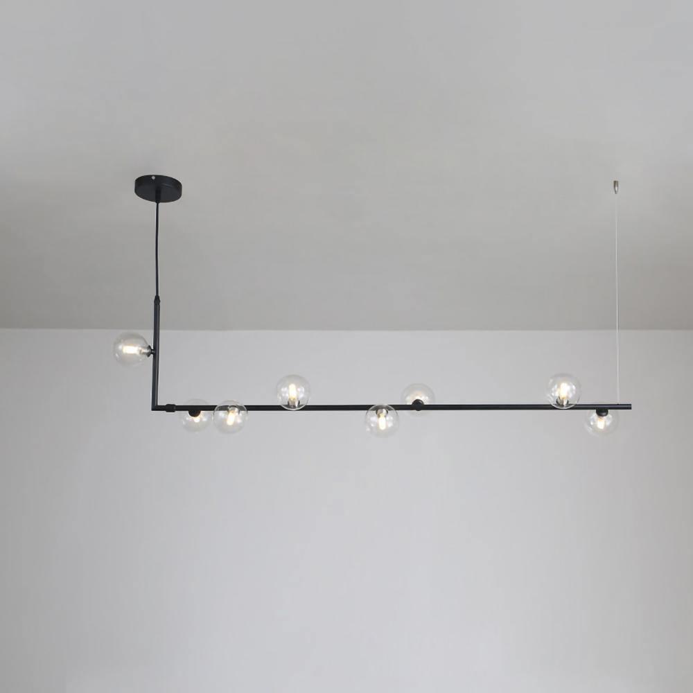 Moss Chandelier Glass with Black Steel Linear