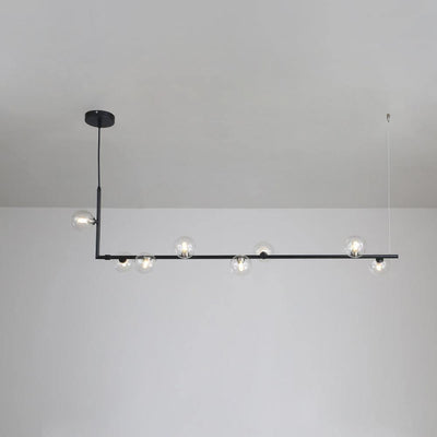 Moss Chandelier Glass with Black Steel Linear