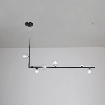 Moss Chandelier Glass with Black Steel Linear