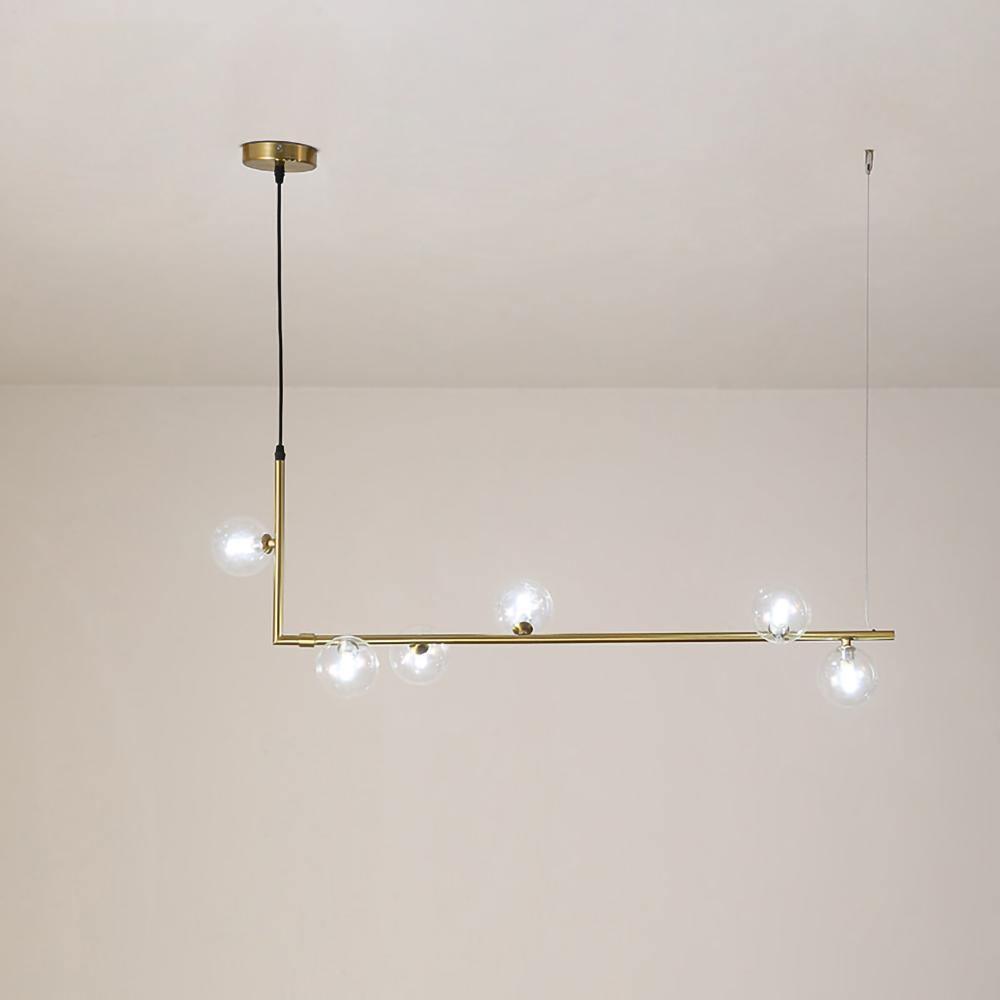 Moss Chandelier Glass with Black Steel Linear