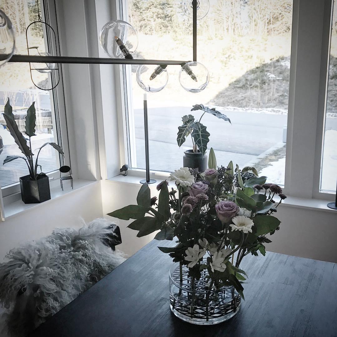 Moss Chandelier Glass with Black Steel Linear