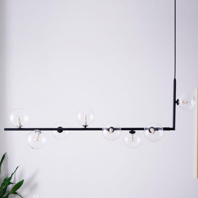 Moss Chandelier Glass with Black Steel Linear