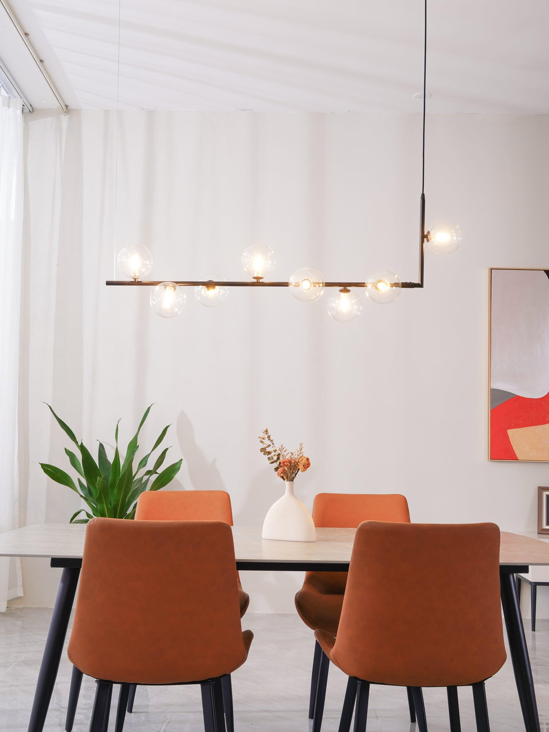 Moss Chandelier Glass with Black Steel Linear