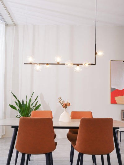 Moss Chandelier Glass with Black Steel Linear