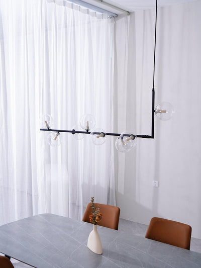 Moss Chandelier Glass with Black Steel Linear