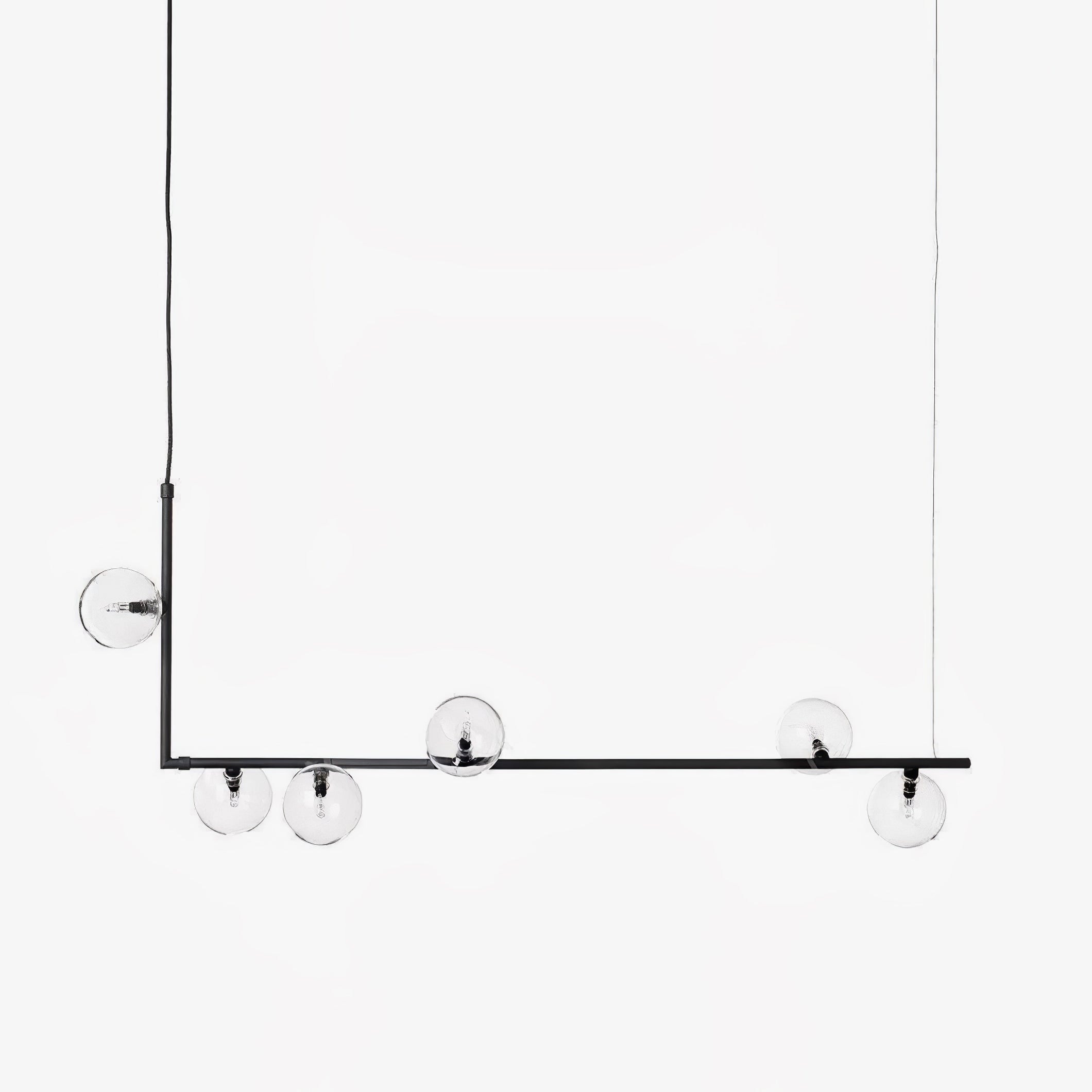 Moss Chandelier Glass with Black Steel Linear