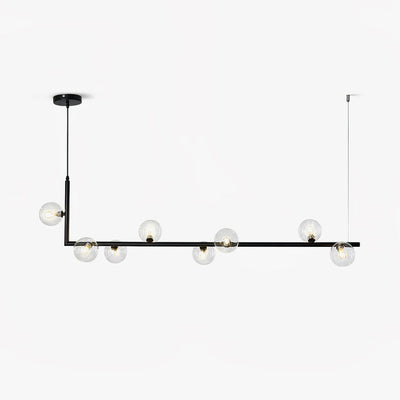 Moss Chandelier Glass with Black Steel Linear