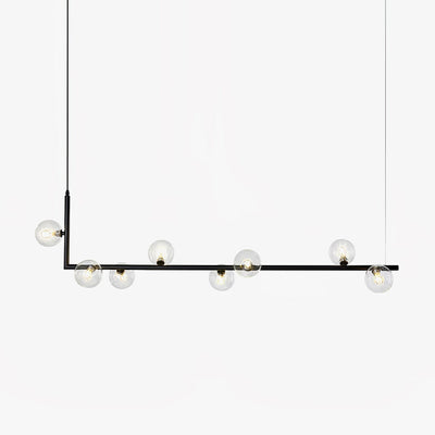 Moss Chandelier Glass with Black Steel Linear