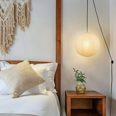 Beauwell Paper Globe White Plug Wire Pendant Light