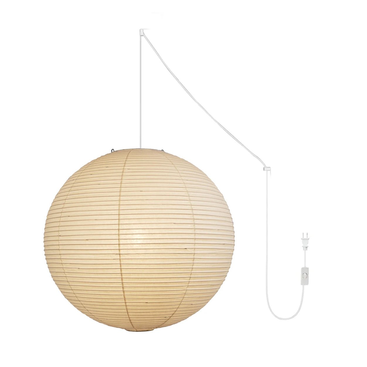 Beauwell Paper Globe White Plug Wire Pendant Light