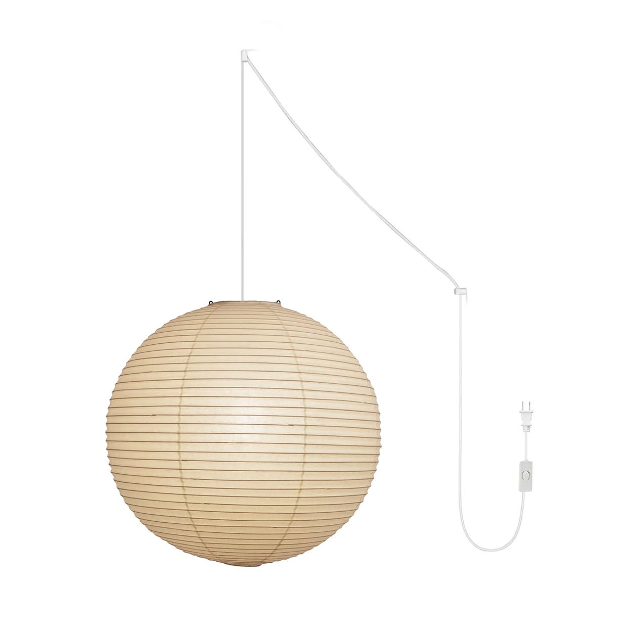Beauwell Paper Globe White Plug Wire Pendant Light