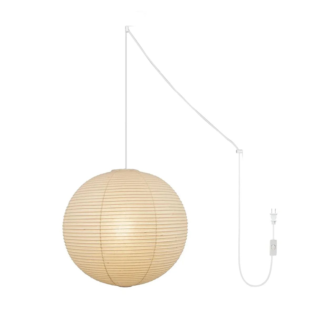 Beauwell Paper Globe White Plug Wire Pendant Light