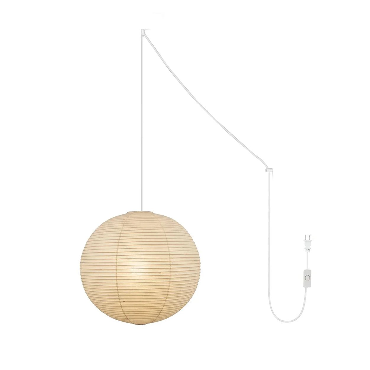 Beauwell Paper Globe White Plug Wire Pendant Light