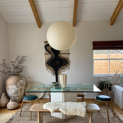 Noveno Pendant Lamp Bamboo Washi Paper Round