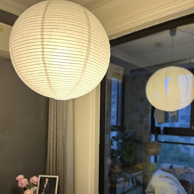 Noveno Pendant Lamp Bamboo Washi Paper Round