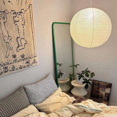 Noveno Pendant Lamp Bamboo Washi Paper Round