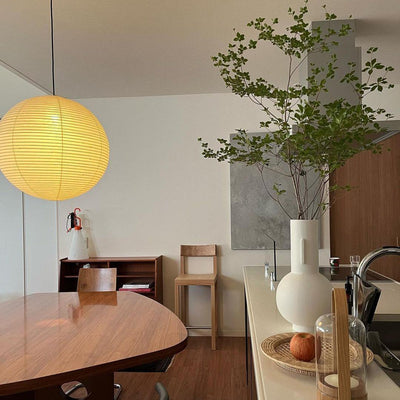 Noveno Pendant Lamp Bamboo Washi Paper Round
