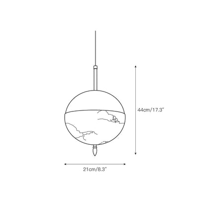 Himinuvye Alabaster Minimalist Bolus Brass Pendant Light