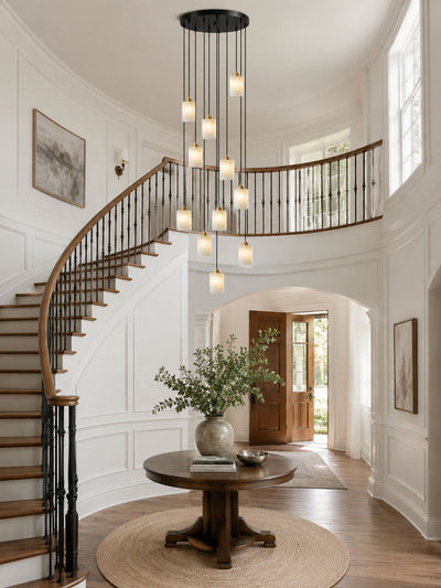 Nivanian Alabaster Cylinder Cluster Chandelier