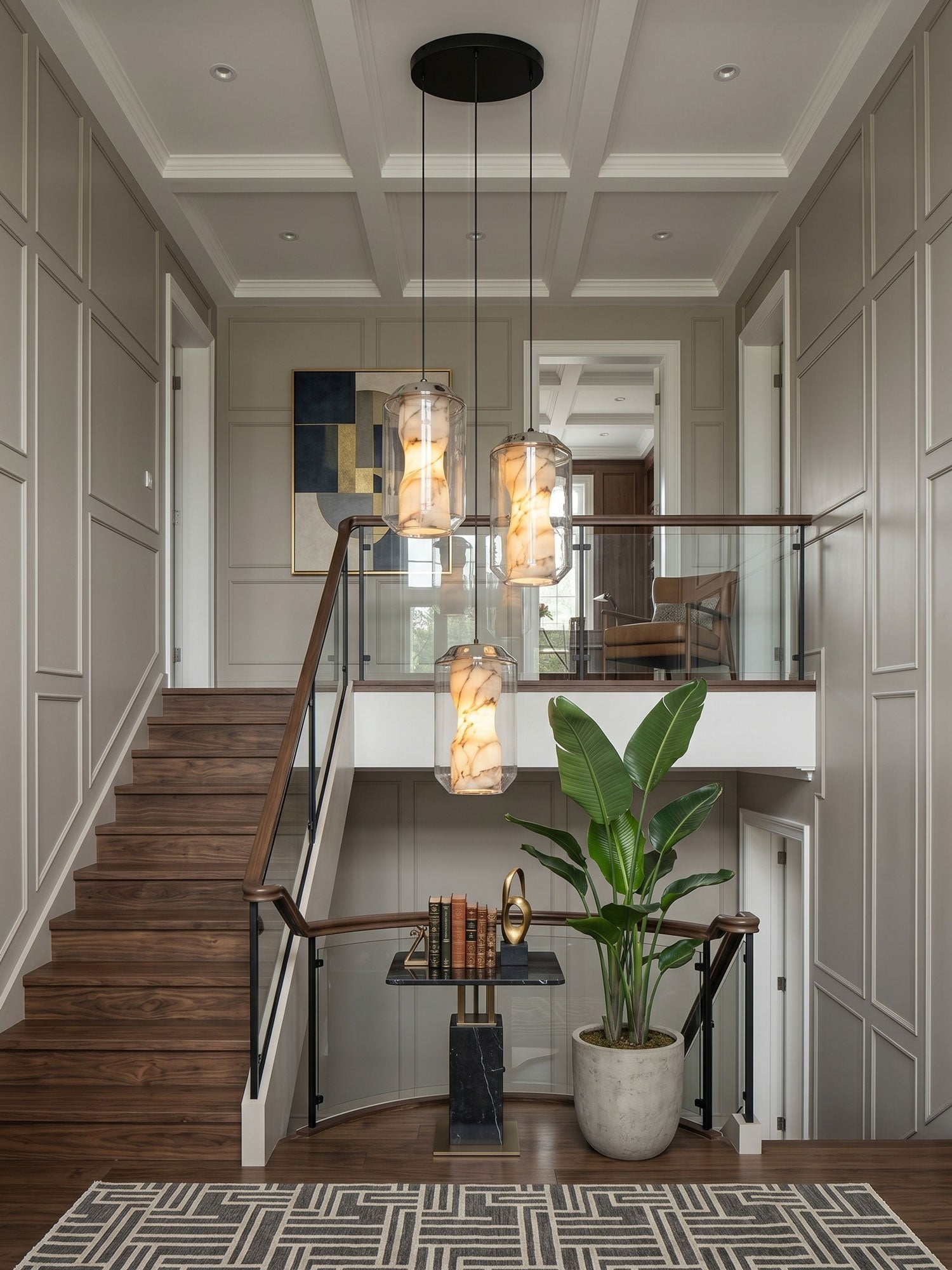 Edenborne Alabaster Glass Cylinder Pendant Light