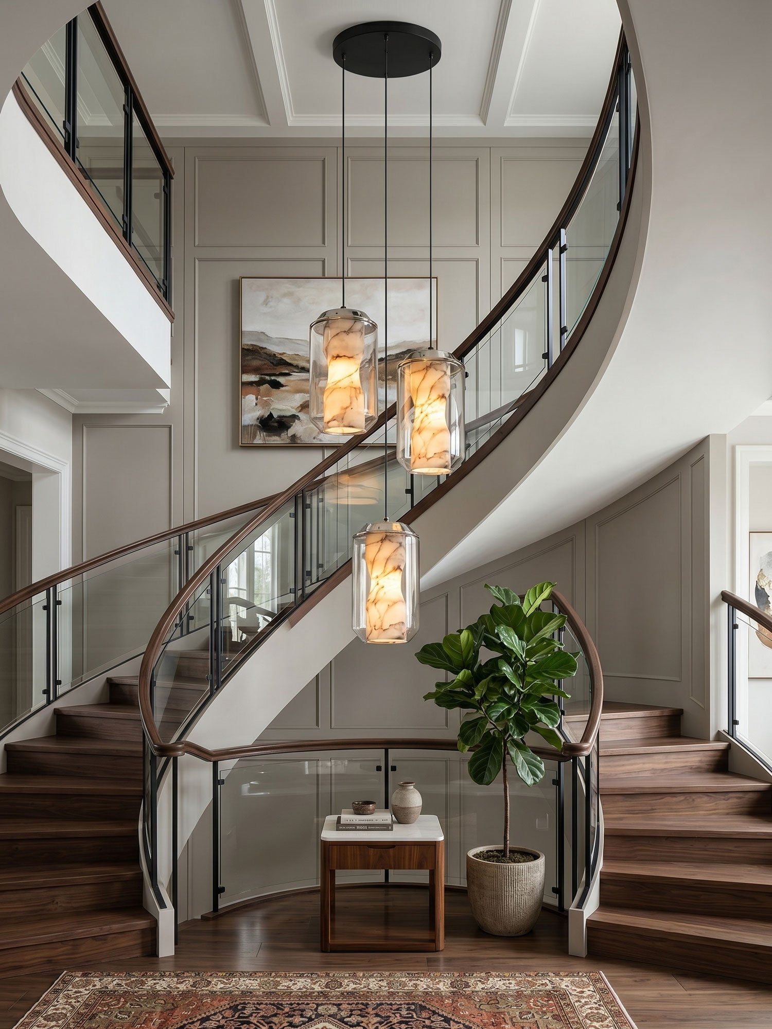 Edenborne Alabaster Glass Cylinder Pendant Light