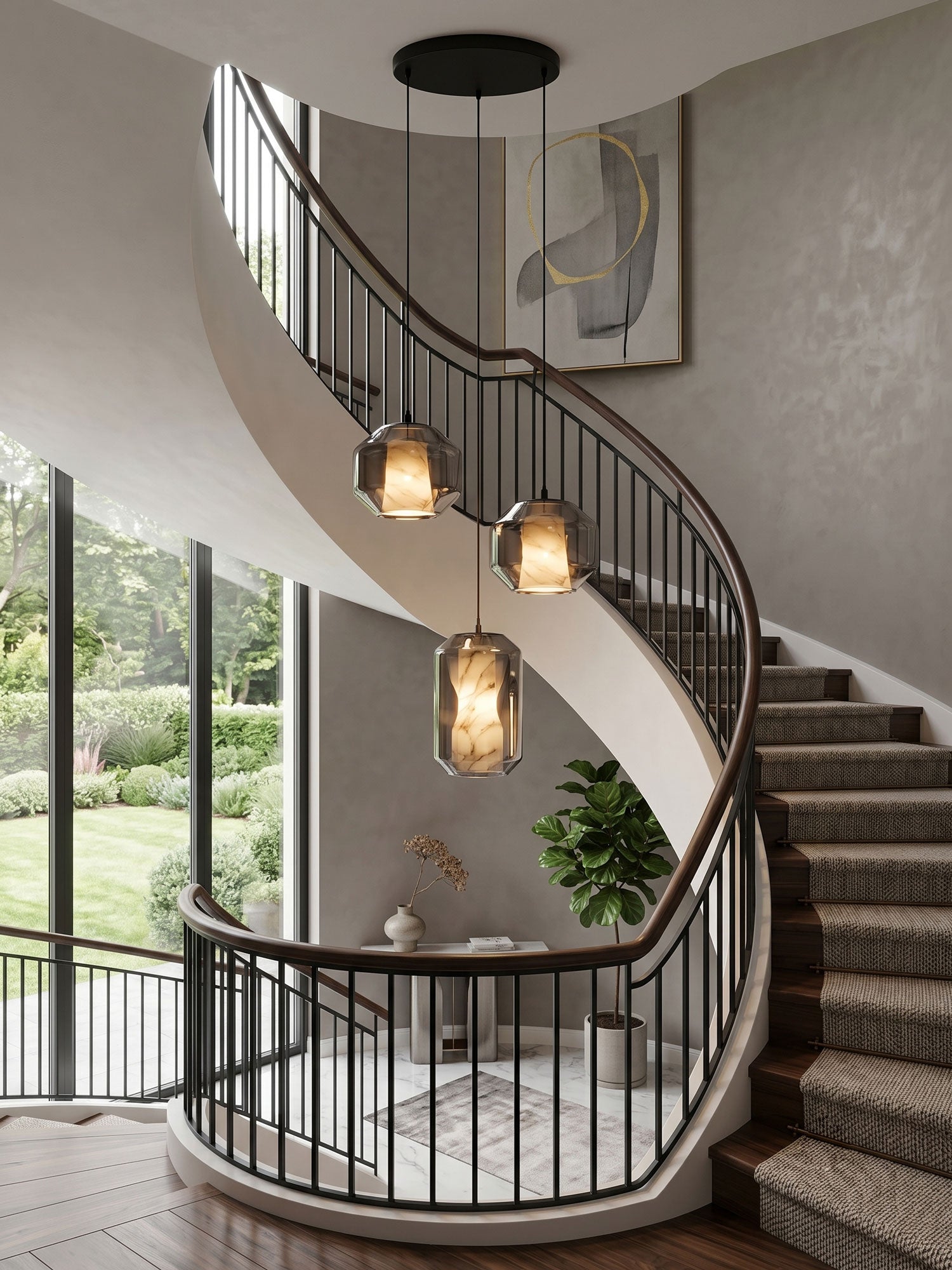Edenborne Alabaster Glass Cylinder Pendant Light