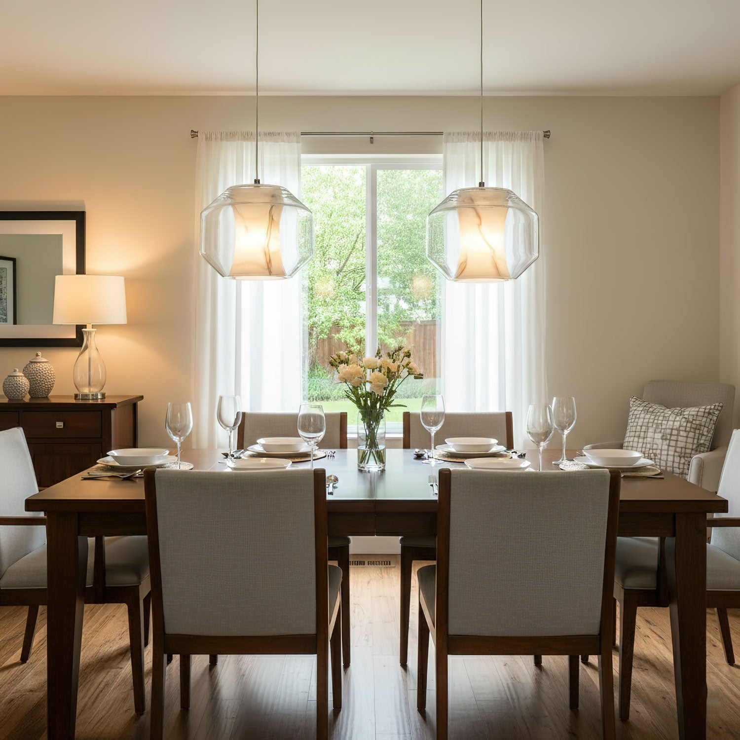 Edenborne Alabaster Glass Cylinder Pendant Light