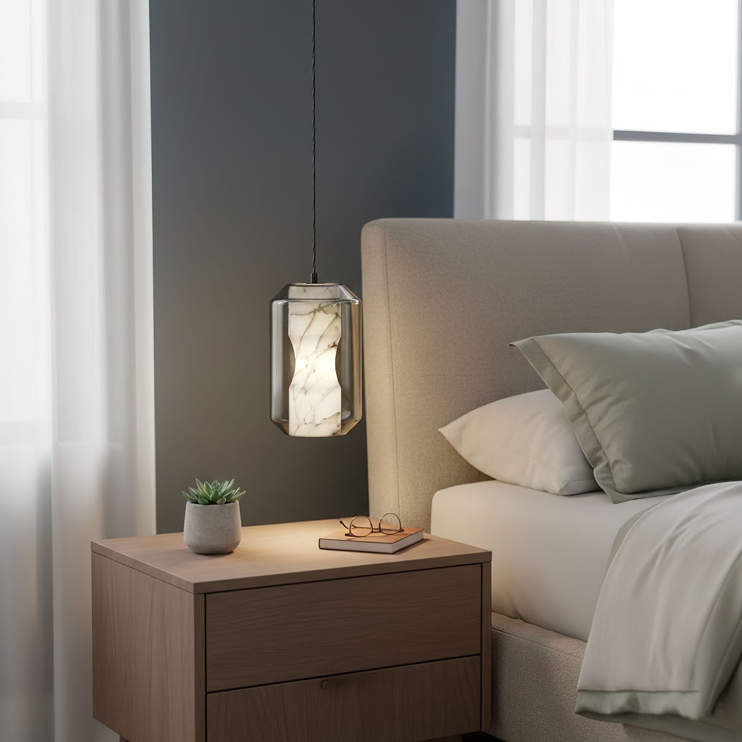 Edenborne Alabaster Glass Cylinder Pendant Light