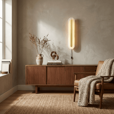 Alabaster Rounded Plug-in Wall Light