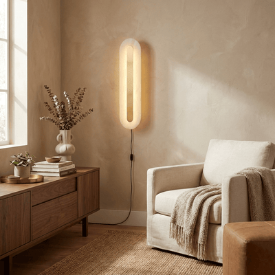 Alabaster Rounded Plug-in Wall Light