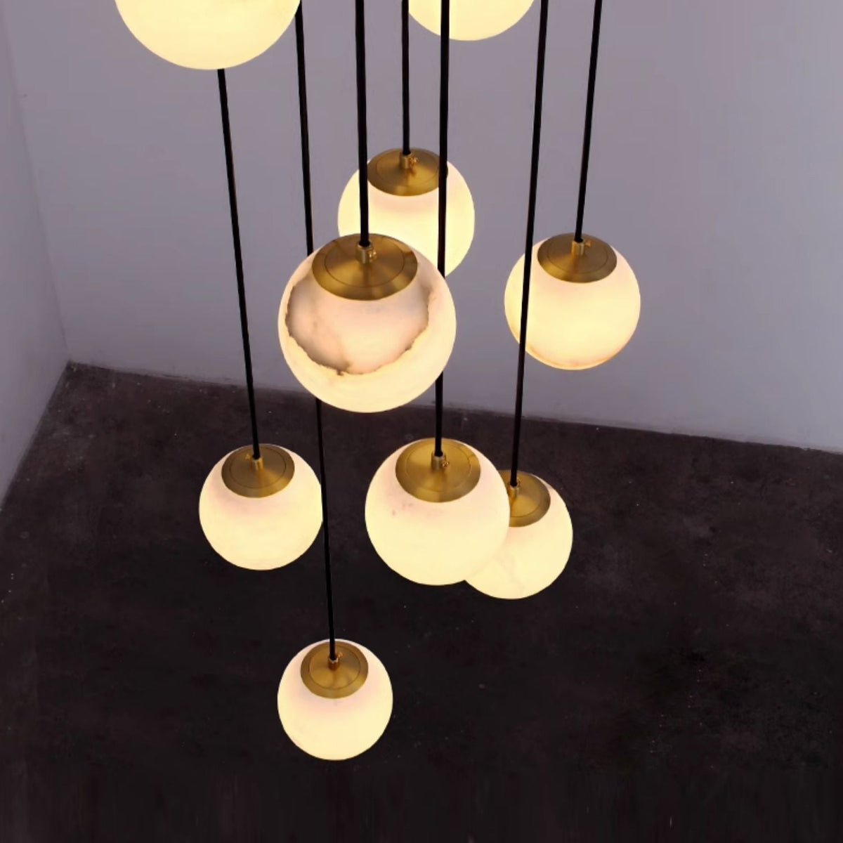 Belen Balls Modern Cluster Alabaster  Chandelier