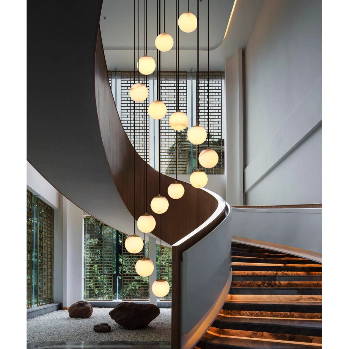 Belen Balls Modern Cluster Alabaster  Chandelier