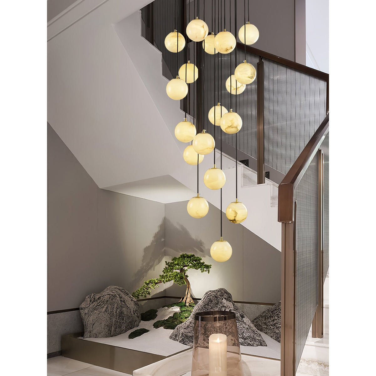Gloruvye Balls Modern Cluster Alabaster  Chandelier
