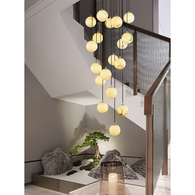 Belen Balls Modern Cluster Alabaster  Chandelier
