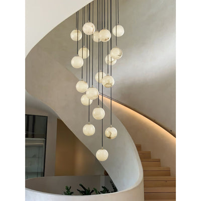 Belen Balls Modern Cluster Alabaster  Chandelier