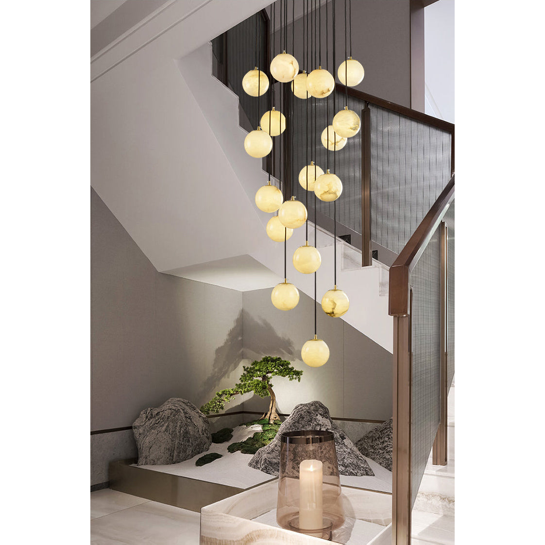 Belen Balls Modern Cluster Alabaster  Chandelier