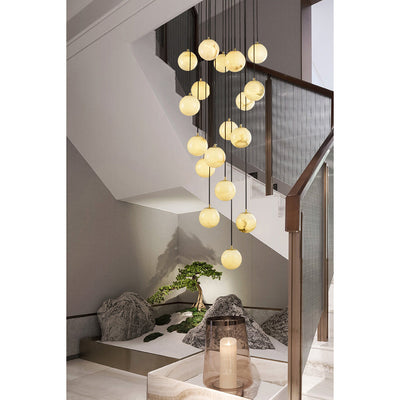 Belen Balls Modern Cluster Alabaster  Chandelier