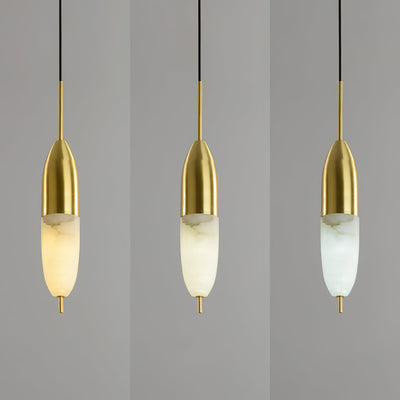 Himinuvye Alabaster Minimalist Bolus Brass Pendant Light
