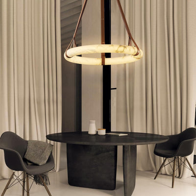 Lixor Alabaster Chandeliers  Ring Leather Strap  Version A