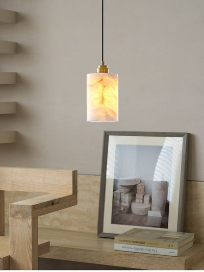Nivanian Alabaster Cylinder Cluster Chandelier