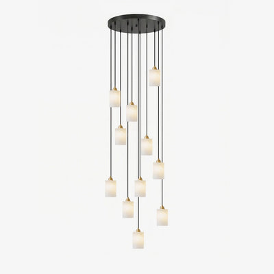 Nivanian Alabaster Cylinder Cluster Chandelier