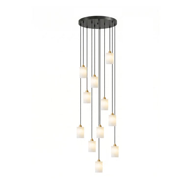 Nivanian Alabaster Cylinder Cluster Chandelier
