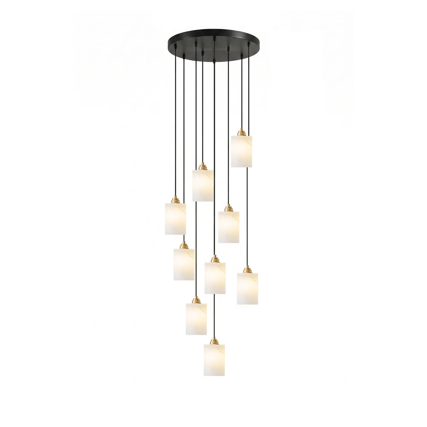 Nivanian Alabaster Cylinder Cluster Chandelier