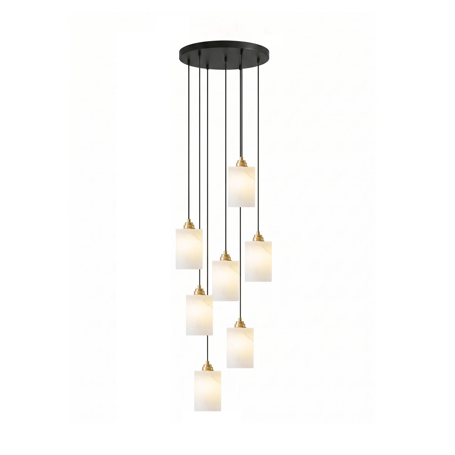 Nivanian Alabaster Cylinder Cluster Chandelier