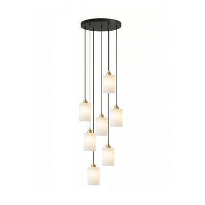 Nivanian Alabaster Cylinder Cluster Chandelier