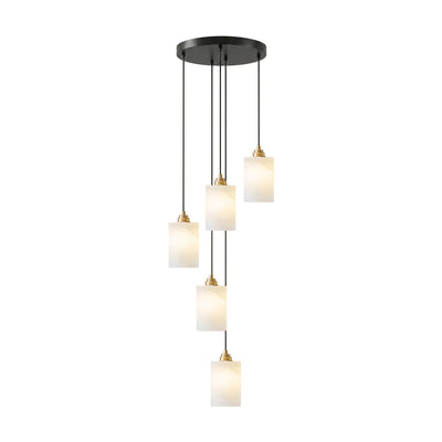 Nivanian Alabaster Cylinder Cluster Chandelier