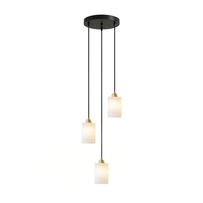 Nivanian Alabaster Cylinder Cluster Chandelier