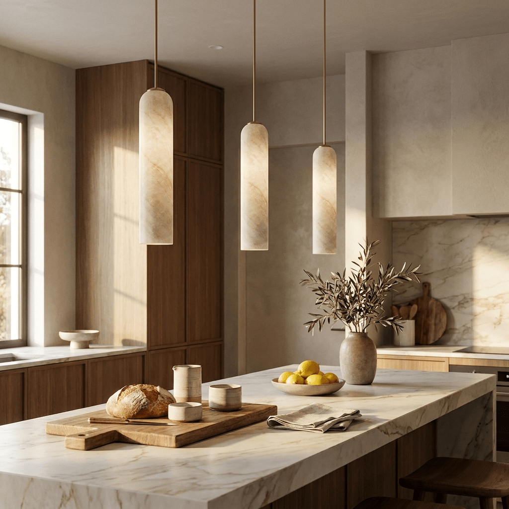 Alabaster Cylinder Pendant Light