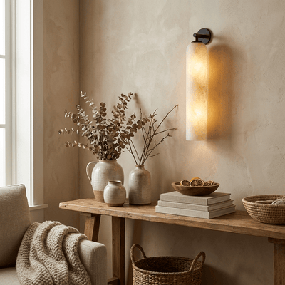 Tube Alabaster Wall Sconce