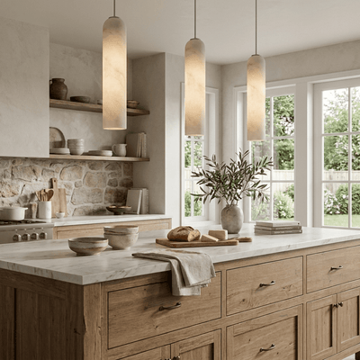 Alabaster Cylinder Pendant Light
